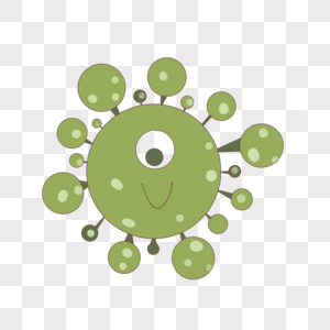 绿色卡通可爱细菌微生物图片