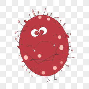 红色卡通可爱细菌微生物图片