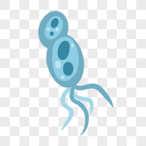 蓝色卡通可爱细菌微生物图片