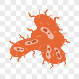 橙色卡通可爱分裂细菌微生物图片