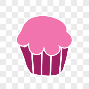 白色线条粉色蛋糕线稿画图片
