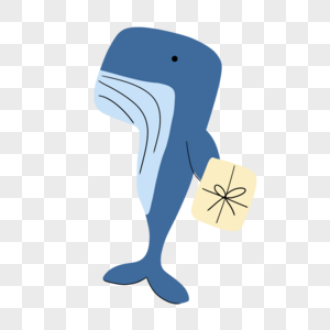 蓝色抽象线条可爱鲸鱼图片