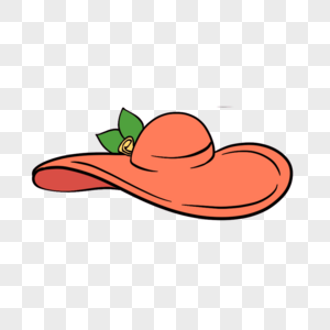橘红色遮阳帽水彩剪贴画图片