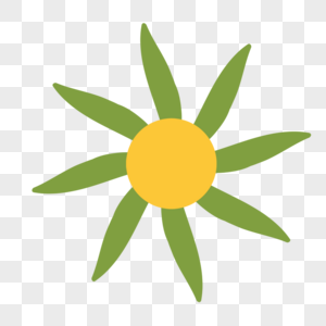 绿色手工绘制简单颜色的太阳花图片