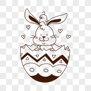 黑色简约可爱卡通彩蛋兔子图片