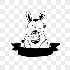 简约可爱卡通黑色兔子彩蛋图片
