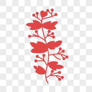 红色浪漫花卉植物线条装饰图形图片