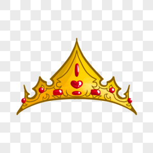 镶嵌红宝石的三角形卡通金色皇冠图片