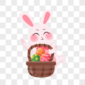 复活节兔子和提篮里的彩蛋图片