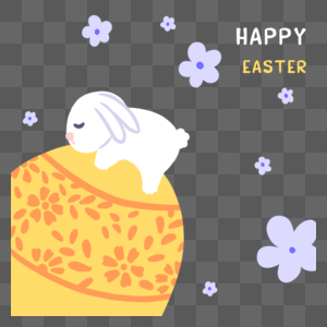 复活节手绘卡通兔子彩蛋元素图片