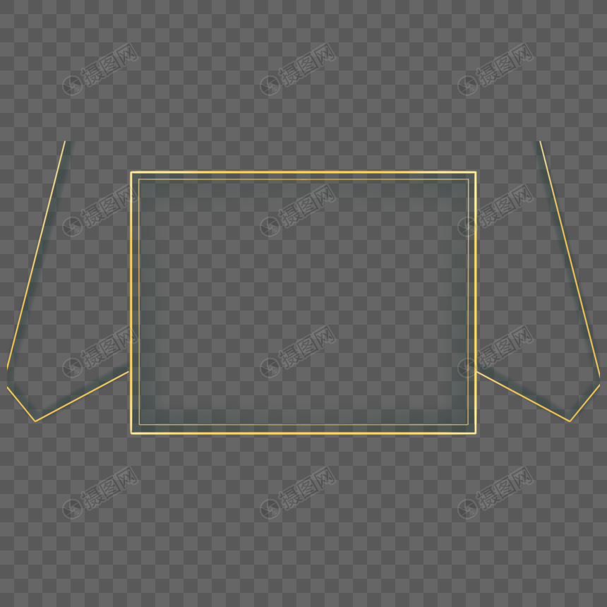 方形对称抽象几何金色边框图片