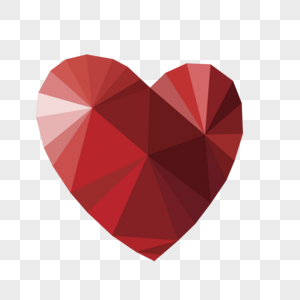 几何多边形低聚红色爱心图片
