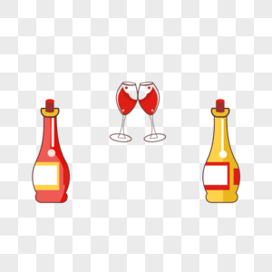 卡通红酒酒瓶和杯子图片