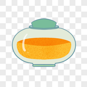 橘黄色液体卡通圆肚瓶图片