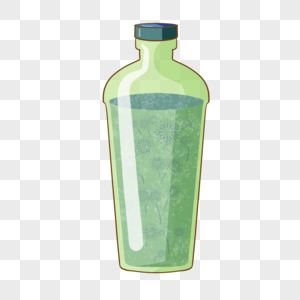 淡绿色玻璃瓶卡通插画图片