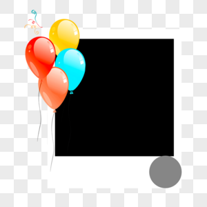 黑底白框彩色气球背景图片