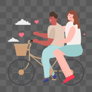 情人节自行车郊游爱心装饰插画图片