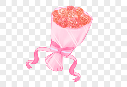 情人节玫瑰花礼物粉色蝴蝶结丝带装饰图片