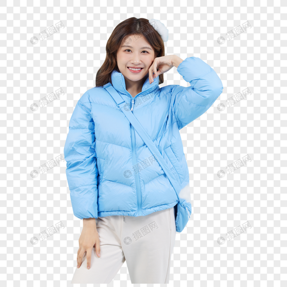 穿羽绒服的甜美女性图片