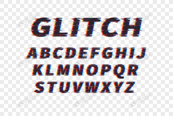 创意故障风字母设计GLITCH图片