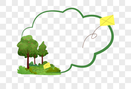 春天树木风筝装饰边框图片