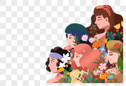 花丛中的女性女神节高清图片素材