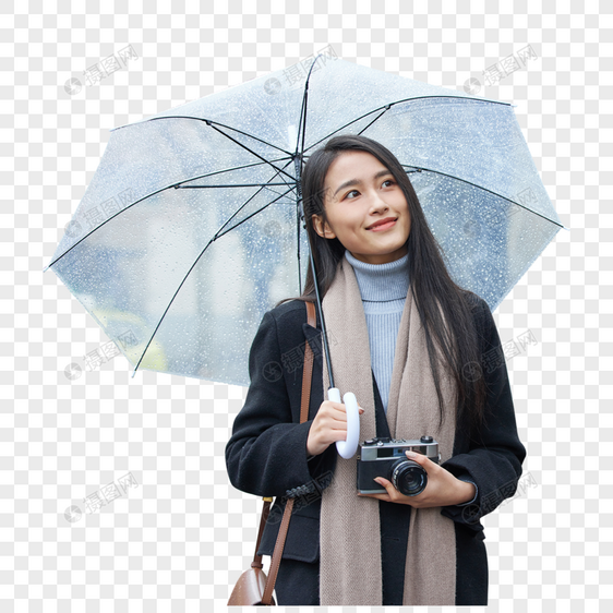 女性雨天散步图片