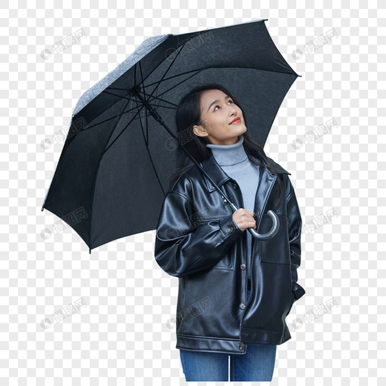 女性雨天散步图片