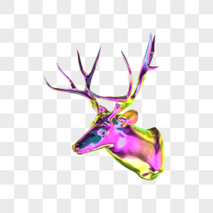 创意C4D酸性潮流鹿头装饰高清图片