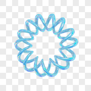蓝色质感C4D立体酸性几何花型螺旋图片
