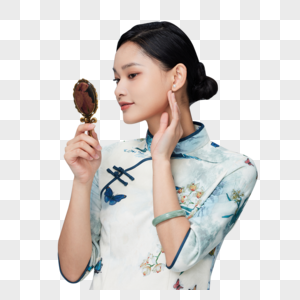 古风美女照镜子图片