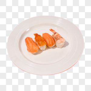 装盘的三文鱼和甜虾刺身图片