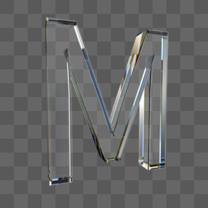 透明玻璃字母M图片