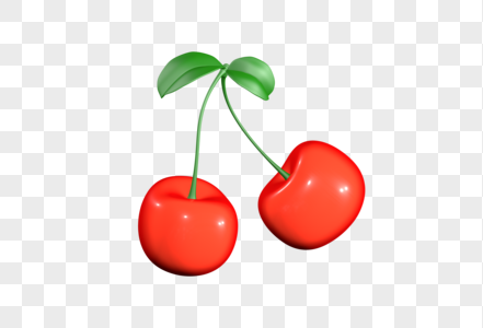 红色樱桃创意C4D水果模型高清图片
