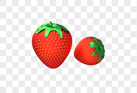 红色草莓创意C4D水果模型图片