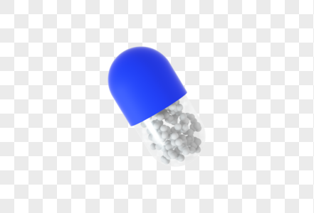 创意C4D蓝白医疗元素立体3D药丸胶囊图标高清图片