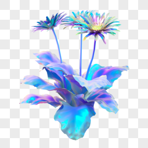 酸性蒸汽波装饰植物花菊花雏菊模型免扣素材图片