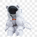 低头坐着思考的宇航员图片