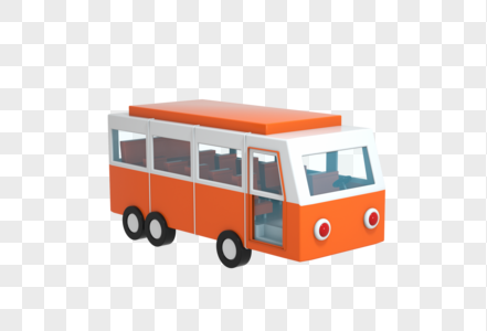 创意C4D卡通风格3D公交车大巴车立体模型图片