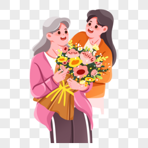 送花给老母亲图片