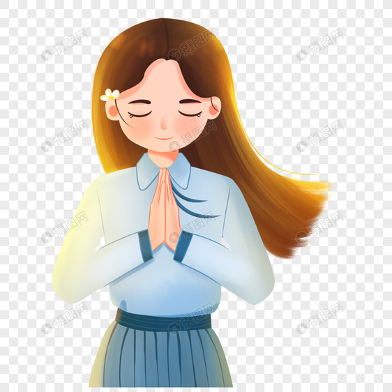 祈祷的女孩图片