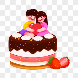 蛋糕上的情侣图片