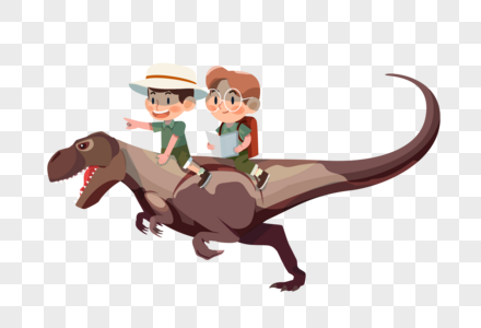 骑着恐龙的孩子高清图片