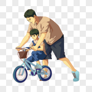 父亲教孩子骑车高清图片