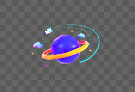 创意C4D星空星球低面体3D立体模型图片