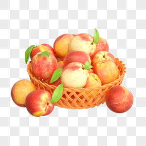 夏天水果食物植物3D模型清凉毛桃桃子图片
