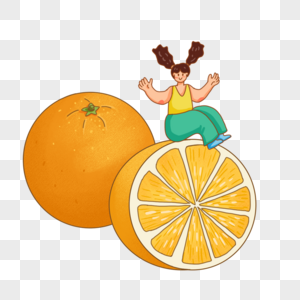 坐在橙子上的女孩图片