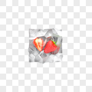 C4D夏日冰块中的草莓图片