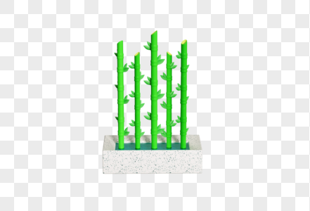 创意C4D绿色植物水培竹子盆栽3D立体模型高清图片