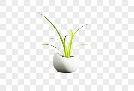 创意C4D绿色植物盆栽3D立体模型高清图片
